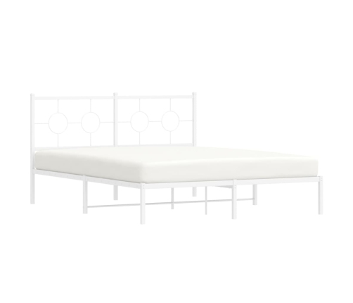 Estructura cama sin colchón con cabecero metal blanco 150x200cm