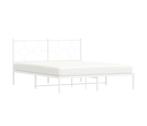 Estructura cama sin colchón con cabecero metal blanco 160x200cm