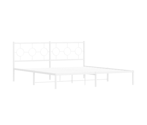 Estructura cama sin colchón con cabecero metal blanco 183x213cm