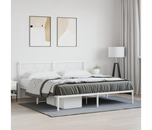 Estructura cama sin colchón con cabecero metal blanco 183x213cm