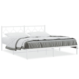 Estructura cama sin colchón con cabecero metal blanco 183x213cm