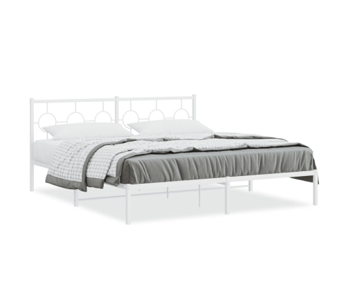 Estructura cama sin colchón con cabecero metal blanco 183x213cm