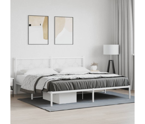 Estructura cama sin colchón con cabecero metal blanco 193x203cm