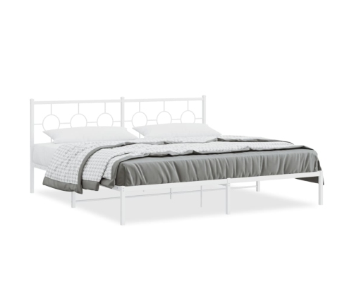 Estructura cama sin colchón con cabecero metal blanco 193x203cm