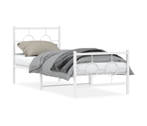 Estructura cama sin colchón con estribo metal blanco 75x190 cm