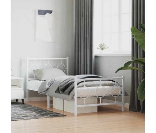 Estructura cama sin colchón con estribo metal blanco 90x190 cm