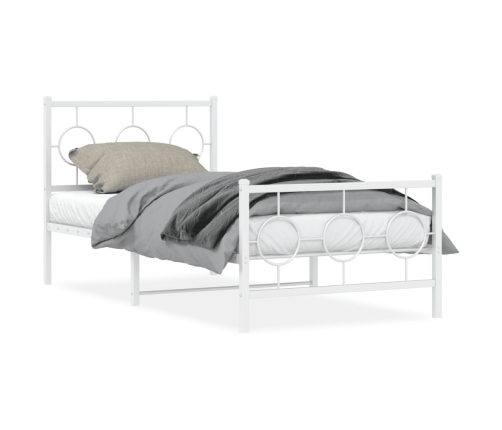 Estructura cama sin colchón con estribo metal blanco 90x190 cm