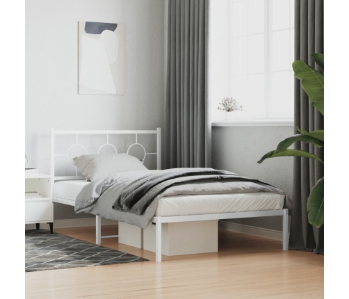 Estructura cama sin colchón con estribo metal blanco 107x203 cm
