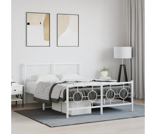 Estructura cama sin colchón con estribo metal blanco 135x190 cm