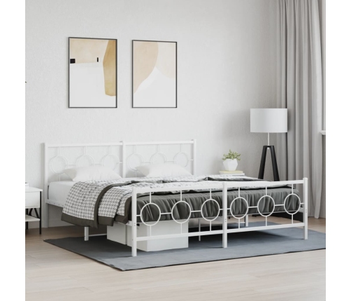 Estructura cama sin colchón con estribo metal blanco 183x213 cm