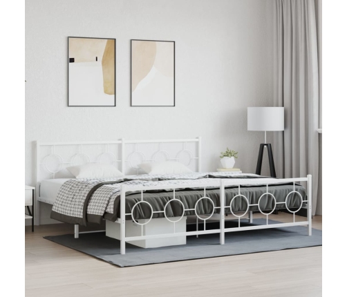 Estructura cama sin colchón con estribo metal blanco 193x203 cm