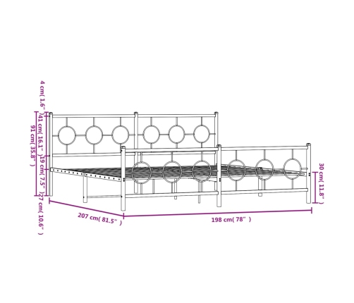 Estructura cama sin colchón con estribo metal blanco 193x203 cm