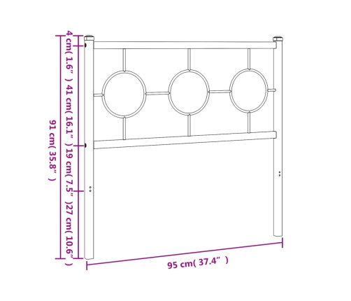 Cabecero de metal blanco 90 cm