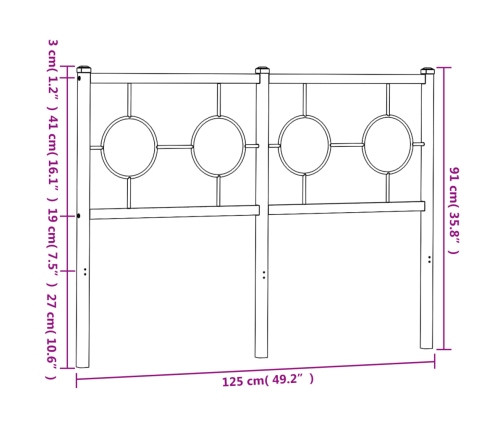 Cabecero de metal blanco 120 cm