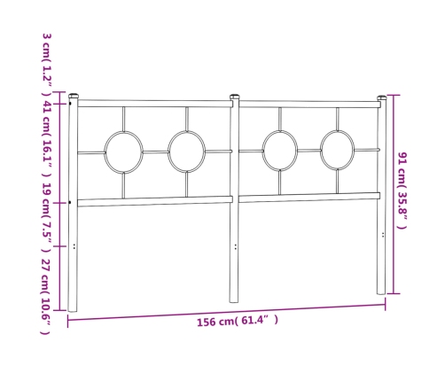 Cabecero de metal blanco 150 cm