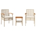 Mesita y sillas con cojines 3 pzas ratán PE madera acacia beige