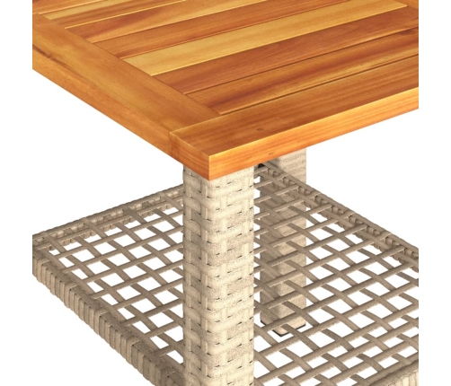 Mesita y sillas con cojines 3 pzas ratán PE madera acacia beige