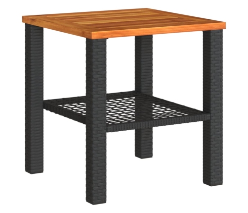 vidaXL Mesa de jardín ratán sintético madera acacia negro 40x40x42 cm