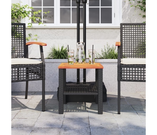 vidaXL Mesa de jardín ratán sintético madera acacia negro 40x40x42 cm