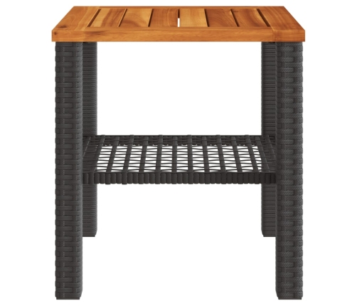 vidaXL Mesa de jardín ratán sintético madera acacia negro 40x40x42 cm