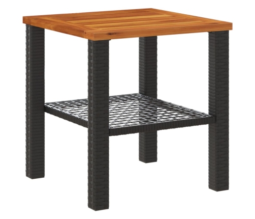 vidaXL Mesa de jardín ratán sintético madera acacia negro 40x40x42 cm