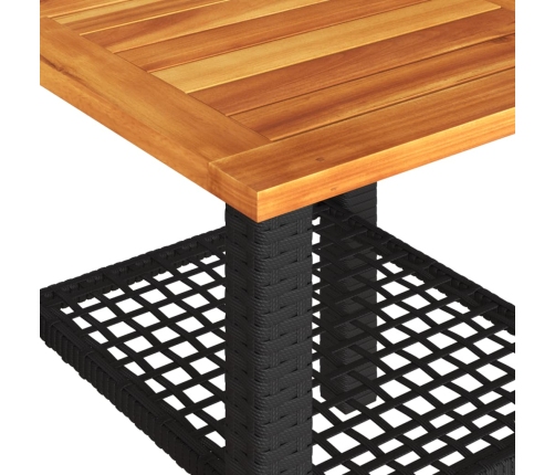 vidaXL Mesa de jardín ratán sintético madera acacia negro 40x40x42 cm