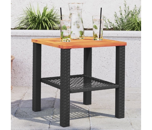 vidaXL Mesa de jardín ratán sintético madera acacia negro 40x40x42 cm