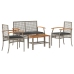 Set de muebles de jardín 4 pzas y cojines ratán sintético gris