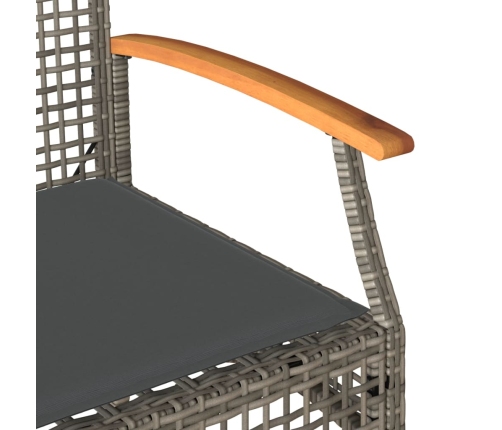Set de muebles de jardín 4 pzas y cojines ratán sintético gris