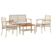 Set muebles de jardín 4 piezas y cojines ratán sintético beige