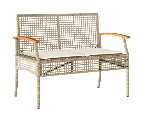 Set muebles de jardín 4 piezas y cojines ratán sintético beige