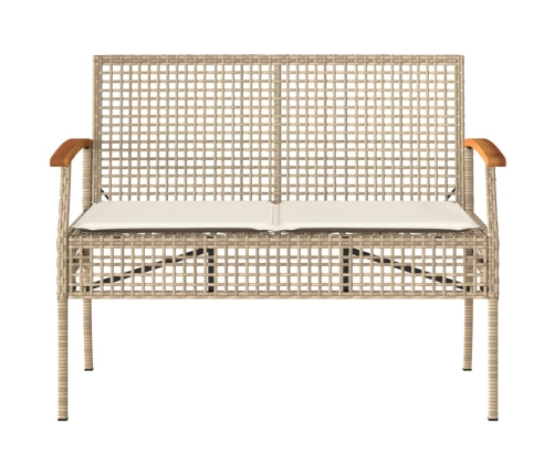 Set muebles de jardín 4 piezas y cojines ratán sintético beige