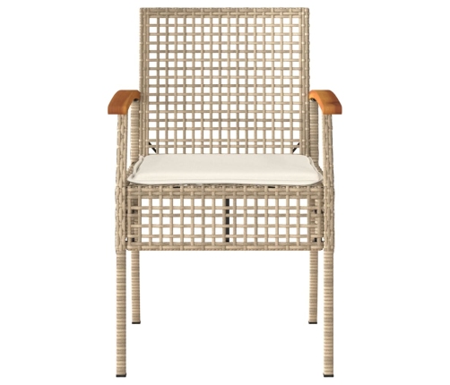 Set muebles de jardín 4 piezas y cojines ratán sintético beige