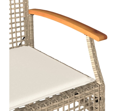 Set muebles de jardín 4 piezas y cojines ratán sintético beige
