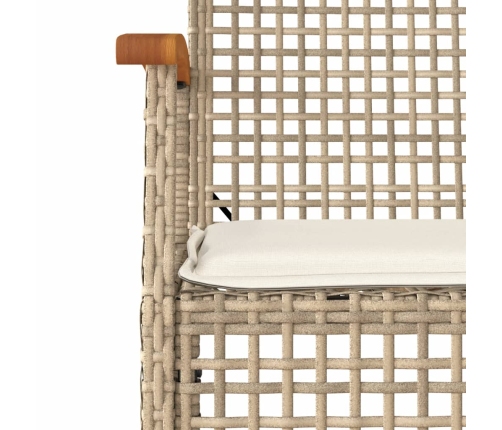 Set muebles de jardín 4 piezas y cojines ratán sintético beige