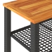 Mesa de jardín ratán sintético madera acacia negro 70x38x42 cm