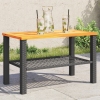 Mesa de jardín ratán sintético madera acacia negro 70x38x42 cm