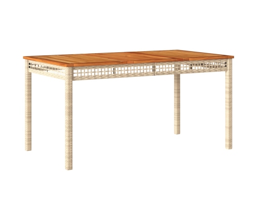 Mesa de jardín ratán sintético madera acacia beige 140x80x75 cm