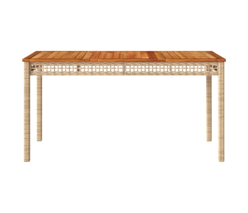 Mesa de jardín ratán sintético madera acacia beige 140x80x75 cm