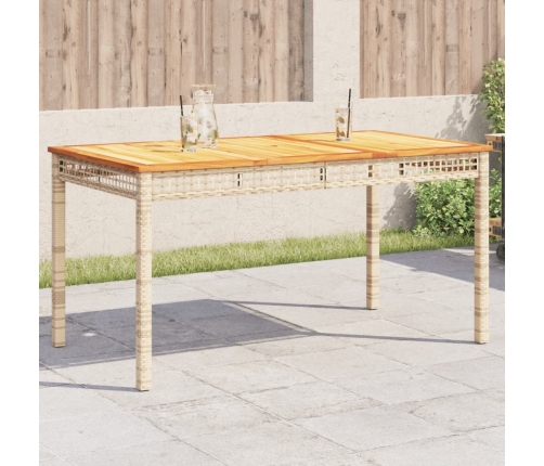 Mesa de jardín ratán sintético madera acacia beige 140x80x75 cm