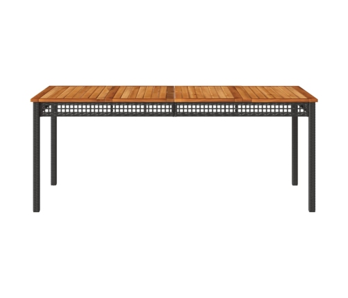 Mesa de jardín ratán sintético madera acacia negro 180x90x75 cm