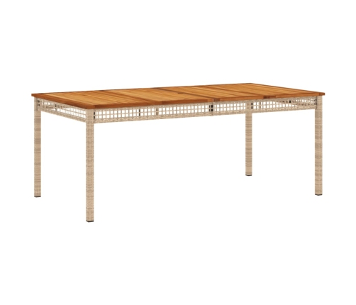 Mesa de jardín ratán sintético madera acacia beige 180x90x75 cm