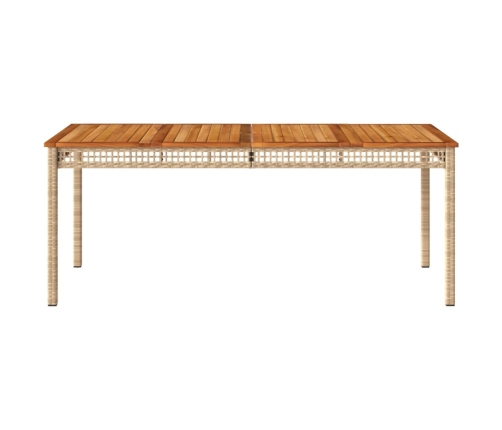 Mesa de jardín ratán sintético madera acacia beige 180x90x75 cm