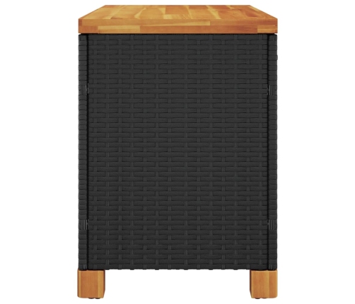 Caja de almacenaje jardín madera acacia ratán negro 80x40x48 cm