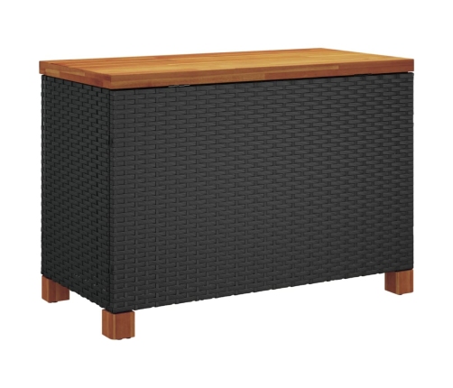 Caja de almacenaje jardín madera acacia ratán negro 80x40x48 cm