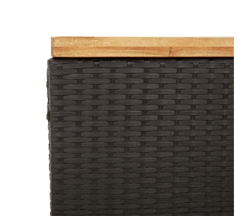 Caja de almacenaje jardín madera acacia ratán negro 80x40x48 cm