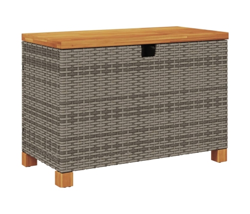 Caja de almacenaje jardín madera acacia ratán gris 80x40x48 cm