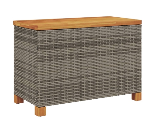 Caja de almacenaje jardín madera acacia ratán gris 80x40x48 cm