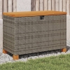 Caja de almacenaje jardín madera acacia ratán gris 80x40x48 cm