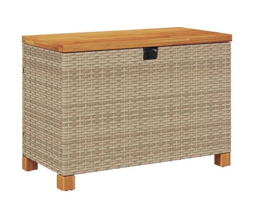 Caja de almacenaje jardín madera acacia ratán beige 80x40x48 cm